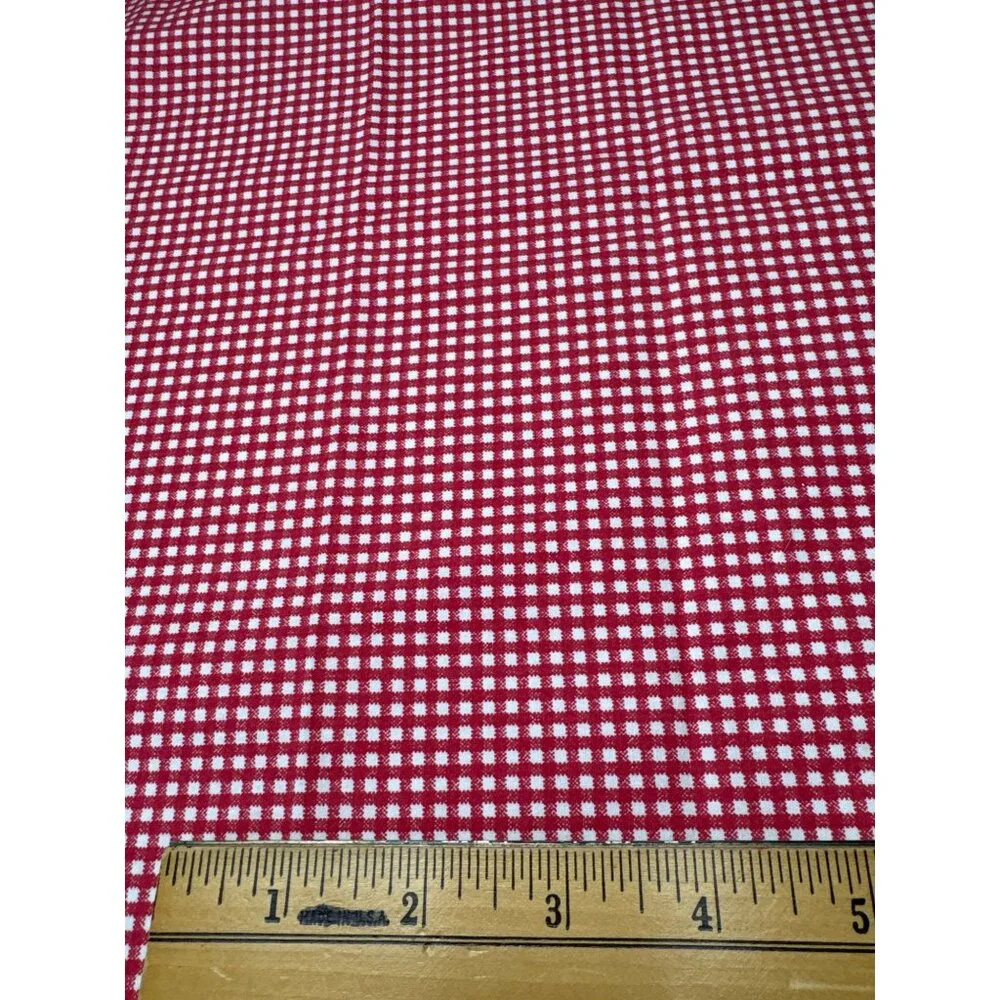 Red & White Gingham Cotton Fabric 17